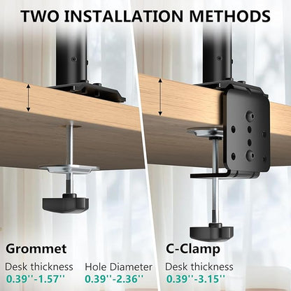 WALI Single Long Monitor Arm - up to 32 inch Computer Monitor Arm Desk Mount, Hold up to 19.8lbs, Extra Long Adjustable Stand, Full Motion Tall Arm, VESA 75/100mm, (GSDM001L)
