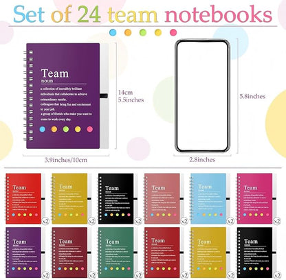 24 Pcs Employee Appreciation Gifts Bulk Team Recognition Notebooks with Sticky Notes Staff Thank You Gifts for Social Worker Teacher Nurse Coworker Office Motivation Set (Bright Color)