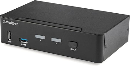 StarTech.com 2 Port DisplayPort KVM Switch - 4K 60Hz - Single Display - Dual Port UHD DP 1.2 USB KVM Switch with Integrated USB 3.0 Hub & Audio-Dell HP Apple Lenovo-TAA Compliant (SV231DPU34K), Black