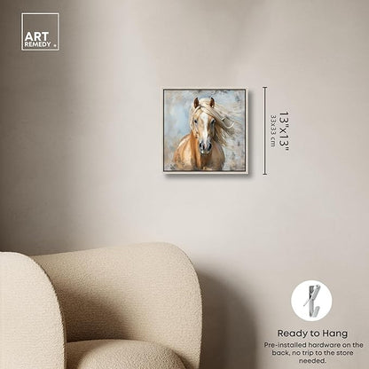 Art Remedy Rustic Rider Canvas Horse Wall Art, Silver Frame, 12" x 12"
