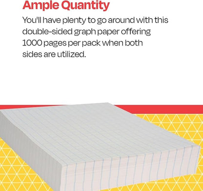 School Smart Graph Paper, 1/2 Inch Rule, 9 x 12 Inches, White, Pack of 500
