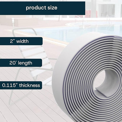 2 Inch Wide, 20ft Long Vinyl Strap - Replacement Straps for Patio Chairs - Vinyl Strapping for Patio Furniture Repair - Durable Seat Repair Kit for Lawn Chairs, Outdoor Furniture (White)