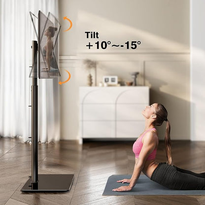 Universal TV Stand Monitor with Mount 100 Degree Swivel Height Adjustable and Tilt Function for 19 to 43 inch LCD, LED OLED TVs,Space Saving Standing Bedroom Living Room Corner,Black