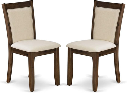 East West Furniture X777MZN32-6 6 Piece Dining Table Set Contains a Rectangle Kitchen Table with X-Legs and 4 Light Beige Linen Fabric Parson Chairs with a Bench, 40x72 Inch, Multi-Color