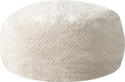 Hobestluk 5ft Bean Bag Chairs for Adults Large Beanbag Chair with Chevron Plush Fur Cover Big Bean Bag Chair for Living Room Bedroom Dorm Office - White (50” x 50” x 24”)