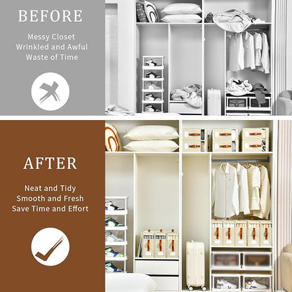 Bed Sheet Organizers and Storage, 8 Pack Linen Closet Organizers, Foldable Bedding Storage for Queen or King Size Bedsheets, Duvet Covers and Pillows