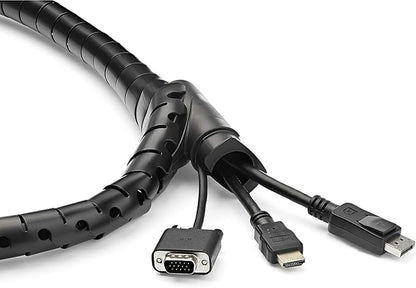 StarTech.com 1.5m (4.9ft) Cable Management Sleeve - Spiral - 1.8" (45mm) Diameter - W/Cable Loading Tool (CMSCOILED3), Black