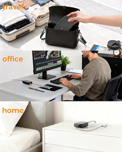 Wireless Charging Station for Multiple Device PD 65W USB C, TESSAN 6 in 1 Magnetic Wireless Charger Station, 5 Ft USB Charging Block Compatible with iPhone, Android Phone, Tablet, Laptop, Home Office