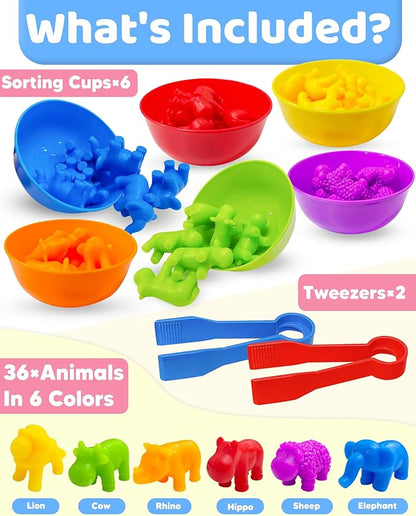 Counting Animals Montessori Toys for 3 4 5 Years Old Boys Girls, Preschool Learning Activities Kindergarten Educational Sensory Toys Gifts for Kids Toddlers