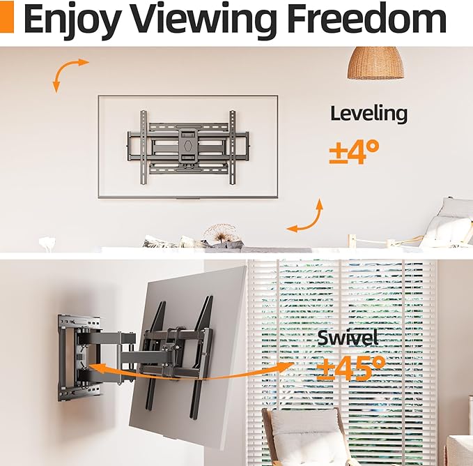 75 85 inch Full Motion TV Wall Mount for 40-86'' TV Mount, Heavy Duty Adjustable articulating Bracket Tilt Swivel Extension Level, VESA 600x400mm, 16" Studs, 132 lbs for 65 70 75+ TVs
