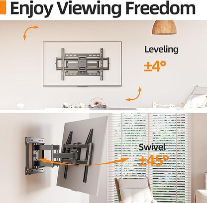 75 85 inch Full Motion TV Wall Mount for 40-86'' TV Mount, Heavy Duty Adjustable articulating Bracket Tilt Swivel Extension Level, VESA 600x400mm, 16" Studs, 132 lbs for 65 70 75+ TVs