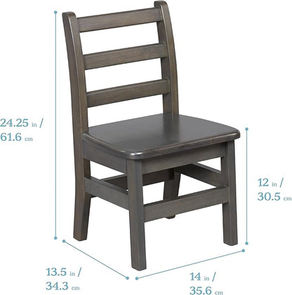 ECR4Kids 24in x 36in Rectangular Hardwood Table and Chair Set, 12in Seat Height, Kids Furniture, Grey Wash