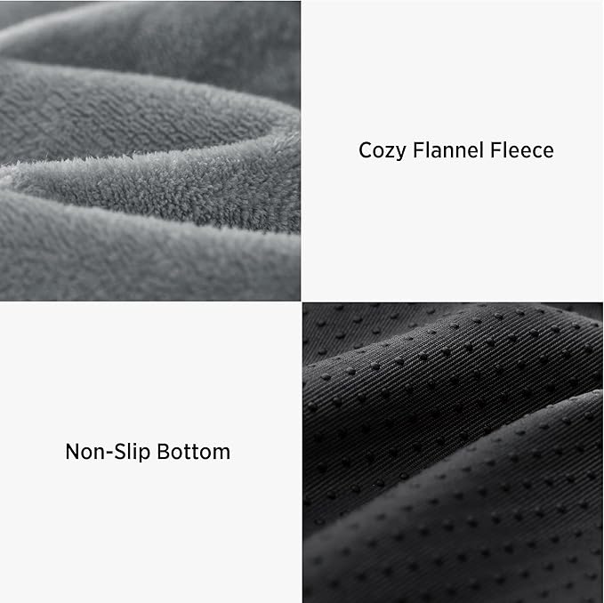 LE SURE XL Washable Dog Bed Cover Replacement Flannel Plush Fleece Cover for Orthopedic Pet Mat 41x29x3.5 Inches, Grey