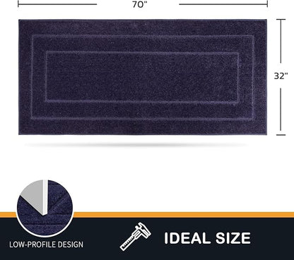 PURRUGS Dirt Trapping Door Mat 32" x 70", Non-Slip/Skid Machine Washable Entryway Rug, Dog Doormat, Super Absorbent Welcome Mat for Muddy Wet Shoes and Paws, Midnight Blue