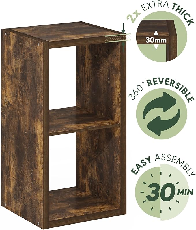 Furinno Cubicle Open Back Decorative Cube Storage Organizer, 2-Cube, Amber Pine