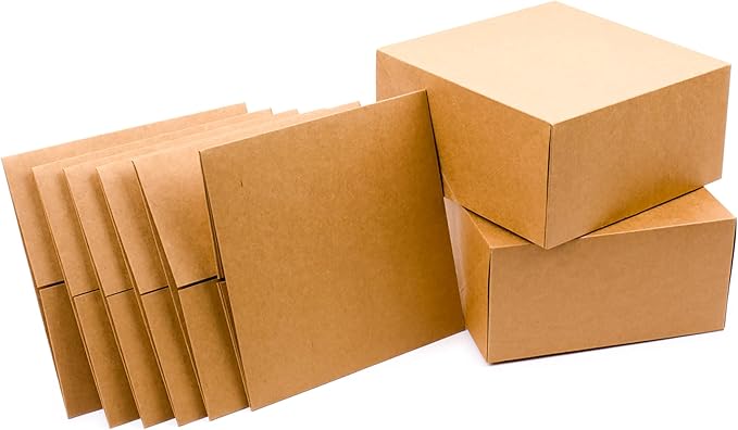 Hallmark 8" Gift Boxes (Pack of 5; Square Kraft) for Valentine's Day, Birthdays, Crafts and More