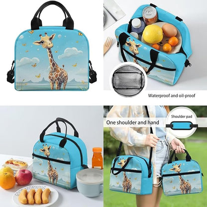 Giraffe Backpack for Girls 6-8 8-10 10-12 Boys School Bag with Lunch Box and Pencil Case Kids Schoolbag Elementary Kindergarten Preschool Middle School Bookbag Water Bottle Cover
