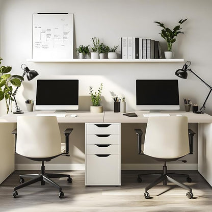 Kaboon Universal Tabletop 45.67"x23.62", Solid One-Piece Melamine Table Top, Double Desk L-Desk DIY, Home and Office,Leather/Ivory