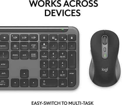 Logitech Signature Slim MK955 for Business Wireless Keyboard and Mouse Combo, Quiet Typing, Secure Receiver, Bluetooth, Globally Certified, Windows/Mac/Chrome/Linux - Graphite