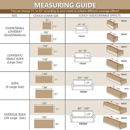 MYSKY HOME Sectional Couch, Covers Couch Cover 2 Cushion Sofa, Couch Covers for Sofa, Dog Couch Protector, L Shape Cover Sofa Slipcovers Washable Furniture Covers for Pets, 71" x 102", Brown