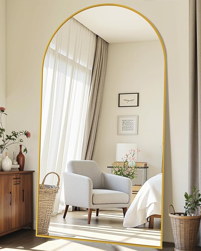 Floor Mirror, 41"×81" Full Length Mirror with Stand for Bedroom Living Room, Gold