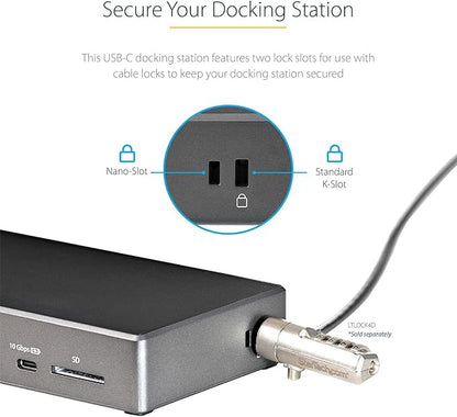 StarTech.com USB C Triple 4K Monitor Docking Station - 100W Power Delivery - DP 1.4 Alt Mode & DSC, 2 DisplayPort/HDMI 2.0-6 USB (2 at 10Gbps), SD - Windows/Chrome (DK31C2DHSPD) - Black & Space Gray