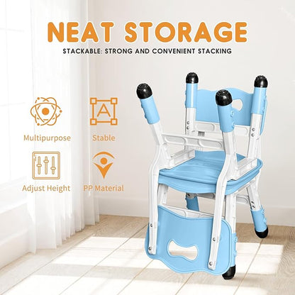 Kid Chairs Indoor 3 Level Adjustable Suitable for Children Age 2-6. Toddler Chairs Maximum Load-Bearing 220LBS for Family Classroom and Nursery Kids Activity Chair Set