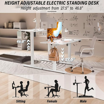 Kingant Electric Standing Desk Height Adjustable Stand Up Desks [48x 20 Inch] - Sit Stand Desk Ergonomic Rising Desks Computer Stand Desk for Home Office Workstation & Cable Management