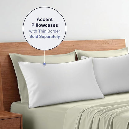 Kickoff Viscose Bamboo Sheets Twin XL Size 3-pc 100% Organic Bamboo Viscose Bed Cooling Sheets Twin XL Size Set Cool Bedding for hot Sleepers Sheet, Flat, Fitted, Pillowcase (Soft Sage, TXL)