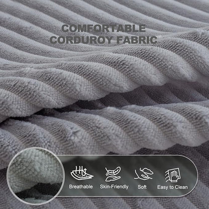 Giant Bean Bag Chair with Armrests - Oversized Cozy Seating for Adults, Corduroy Fabric & High - Density Foam Filling, Ideal Lounge for Living Room, Bedroom & Gaming Room (Grey)