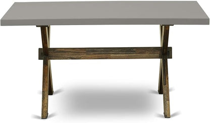 East West Furniture X797FL716-6 6 Piece Dining Table Set Contains a Rectangle Kitchen Table with X-Legs and 4 Dark Khaki Linen Fabric Parson Chairs with a Bench, 40x72 Inch, Multi-Color