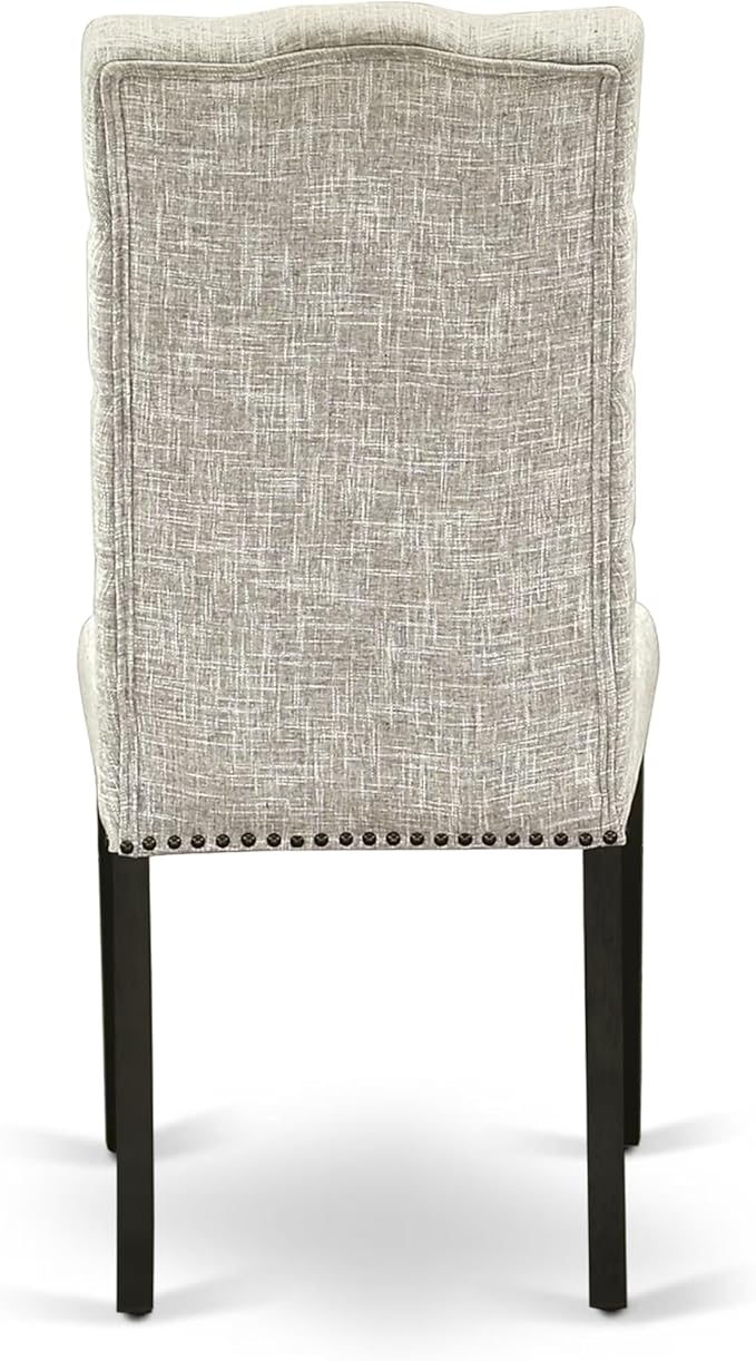 East West Furniture V697EL635-7 7 Piece Kitchen Table & Chairs Set Consist of a Rectangle Dining Room Table with V-Legs and 6 Doeskin Linen Fabric Parson Chairs, 40x72 Inch, Multi-Color