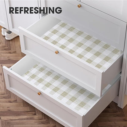 Beautysaid Shelf and Drawer Liner for Kitchen Cabinet, Non Adhesive Non Slip Shelf Paper Waterproof Washable Thickened for Dresser Pantry Shelve Bathroom Protector Liner(Checkered,12 in x 30 FT)