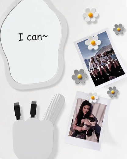 KEYDUACU 12 pcs Girls Locker Accessories, Locker Decorations Including Mirrors, whiteboards, Magnets and organizing Supplies. Ideal for Back-to-School Essentials and The Office (12 pcs-Light Gray)