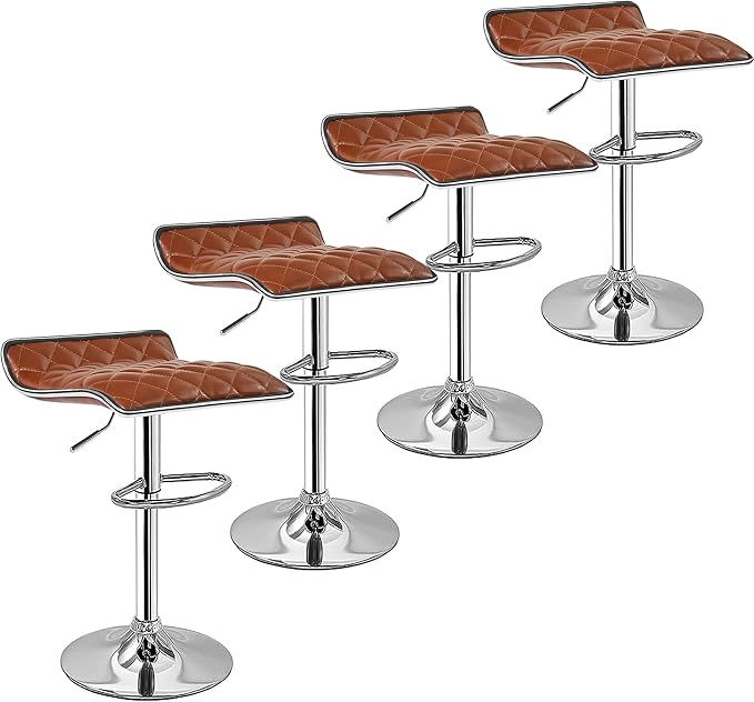 VECELO Bar Stools Set of 4, Adjustable Bar Stools, Bar Height Stools for Kitchen Counter