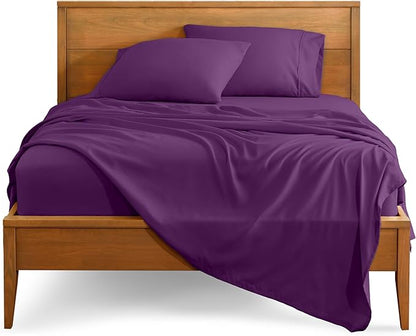 Bare Home Twin XL Sheet Set - College Dorm Size - Luxury 1800 Ultra-Soft Microfiber Twin Extra Long Bed Sheets - Deep Pockets - Easy Fit - Extra Soft - 3 Piece Set - Bed Sheets (Twin XL, Plum)