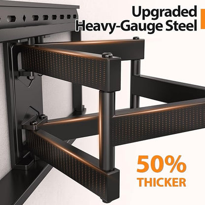 Full Motion 75 85 86 90'' TV Wall Mount Bracket, Loads 150 lbs Heavy Duty TV Mount, Swivel Tilt Extension Level, Complete Metal Bars & Wall Plate, up to 600x400mm VESA & 24'' Wood Studs