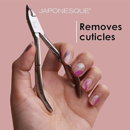 JAPONESQUE Cuticle Nipper with Ultra-Sharp, High Performance, Stainless Steel Blades to Remove Hangnails and Cuticles, Anti-Slip Grip for Control and Comfort