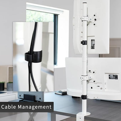 VIVO Dual Vertically Stacked LCD Monitor Desk Mount, Extra Tall Heavy Duty Adjustable Stand for 2 Ultrawide Screens up to 34 inches, 22 lbs Capacity, White, STAND-V002TW