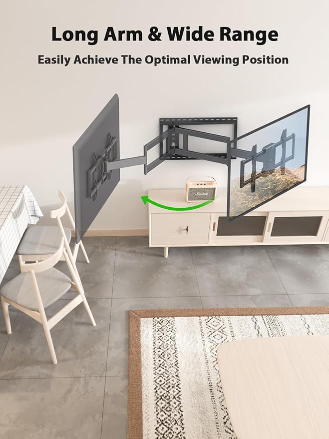 USX Mount Long Arm TV Wall Mount for Most 42-90 inch Television 40 Inch Extension Full Motion TV Mount，Wall Mount Bracket with 90°Swivel Up to 150lbs Fits 16” 18” 20” 24” Stud VESA 800x400mm