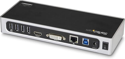 StarTech.com USB 3.0 Docking Station - Dual Monitor Laptop Docking Station with HDMI & DVI/VGA Video - 6-port USB 3.1 Gen 1 5Gbps Hub, GbE, Audio - Universal Type-A Dock - Windows & Mac (DK30ADD)