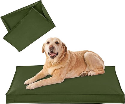 Dog Bed Covers Replacement Washable, Waterproof Dog Bed Cover with Zipper, 44Lx32Wx3H inch Durable Oxford Pet Bed Cover for Outdoor/Indoor Use, Cover Only, Army Green
