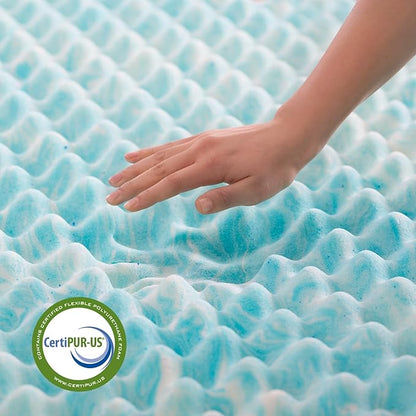 Linenspa 2 Inch Convoluted Gel Swirl Memory Foam Mattress Topper - Promotes Airflow - Relieves Pressure Points - King