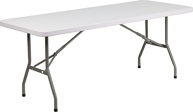 Flash Furniture Elon 6' Rectangular All-Occasion Plastic Folding Event Table, Folding Banquet Table for Indoor/Outdoor Events, White