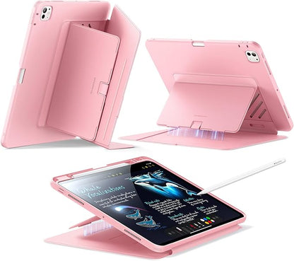 ESR for iPad Pro 13 Inch Case (M5/M4) 2025/2024, Vertical Stand Cover, Multi Stand Angles, Ultra-Stable Case with Pencil Holder, Flip Series, Pink