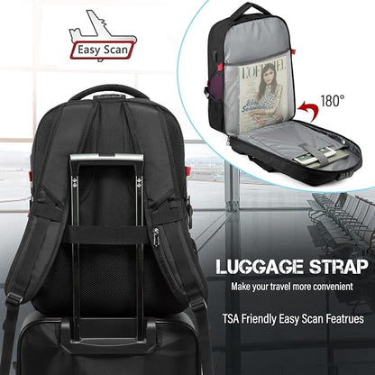 LOVEVOOK Travel Laptop Backpack Waterproof Anti Theft Backpack with Lock and USB Charging Port Large Computer Business Backpack for Men Women College Backpack(17 inch,Black&Purple)