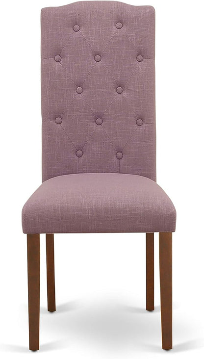 East West Furniture DOCE7-MAH-10 7 Piece Dinette Set Consist of a Rectangle Dining Room Table with Butterfly Leaf and 6 Dahlia Linen Fabric Parsons Dining Chairs, 42x78 Inch, Mahogany