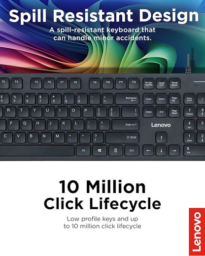 Lenovo 305 Wired USB-C Keyboard with Numeric Keypad, Full Size Keyboard, Slim Design, Black, USB-C Connectivity, Dedicated Function & AI Keys, for Gaming PC, Laptop, Desktop, Tablet, Home Office