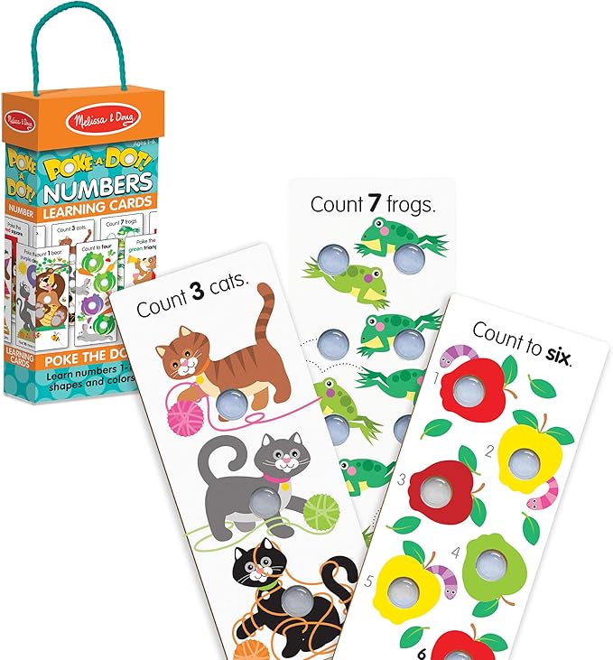 Melissa & Doug Poke-a-Dot! Numbers, Shapes & Colors Jumbo Learning Cards, 13 Double Sided Interactive Flash Cards, Educational Activities for Toddlers & Preschoolers, Ages 1+