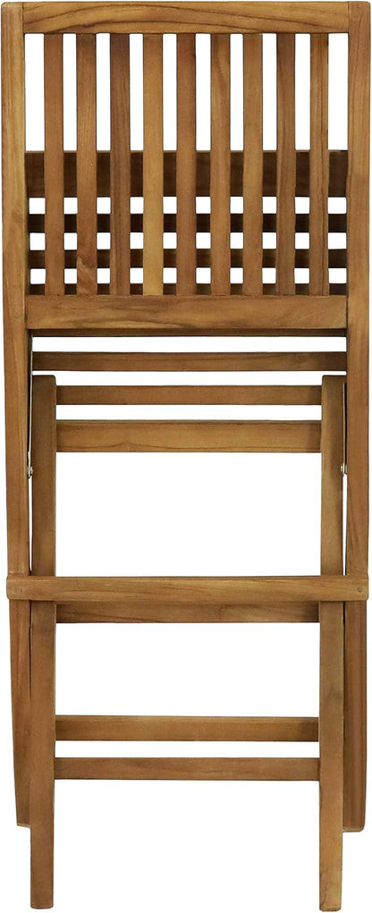 Sunnydaze Foldable Teak Wood Outdoor Chairs – Folding Patio Chair Set of 2 for Deck or Balcony – Wooden Teak Furniture with Light Finish
